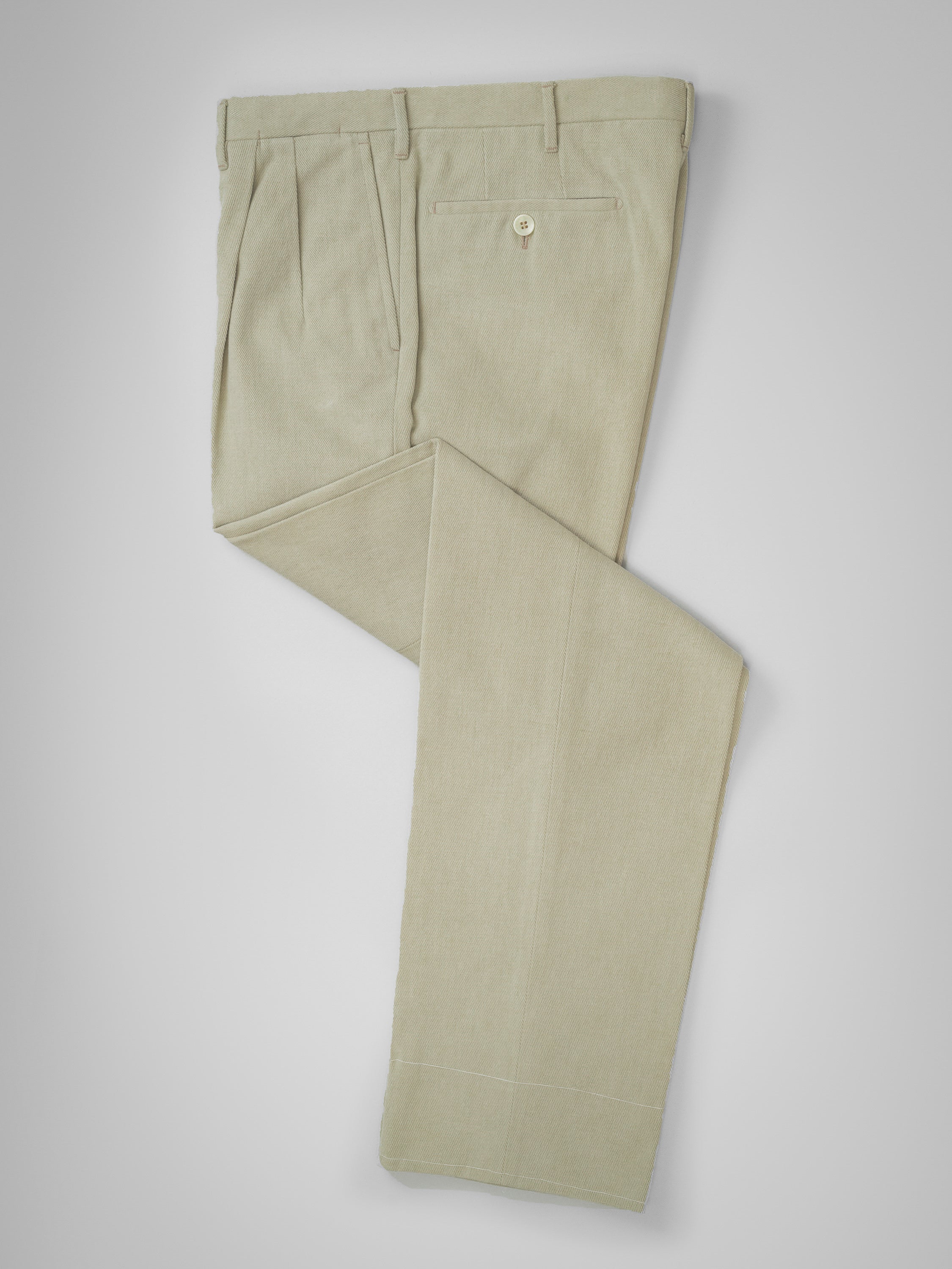 Pantaloni in cotone beige chiaro dalla vestibilità regolare